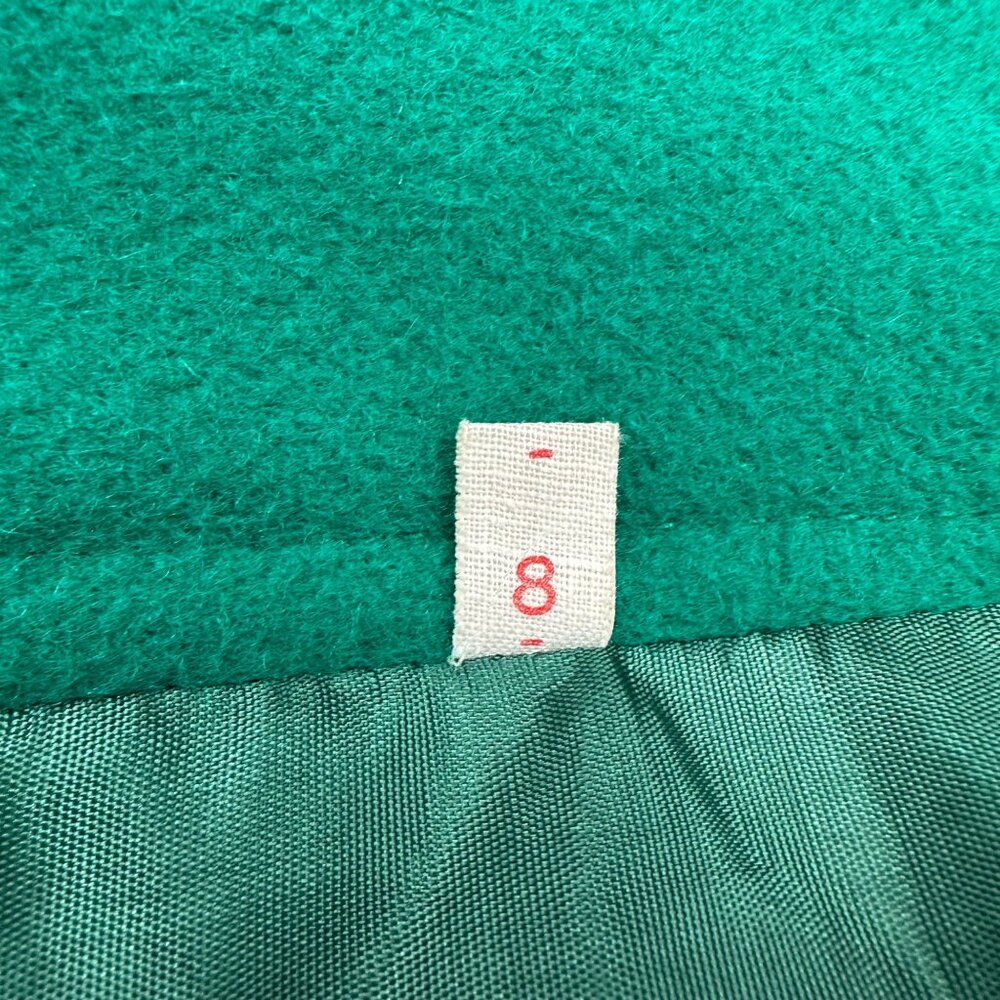 Vintage Womens Green Wool Coat Size 8 1980s Leather Accents Winter Zip Buttons - Picture 4 of 9
